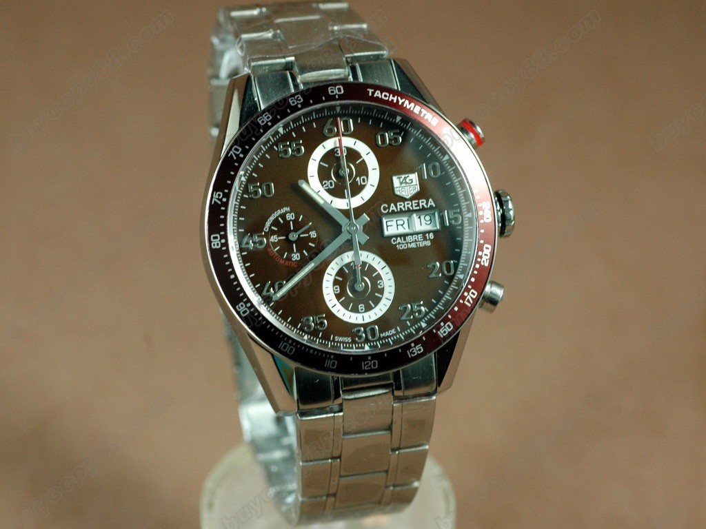 豪雅【男性用】 Carrera 41mm 2008  Chrono SS Brown A-7750 自動機芯搭載．振頻每小時 28,800 次0