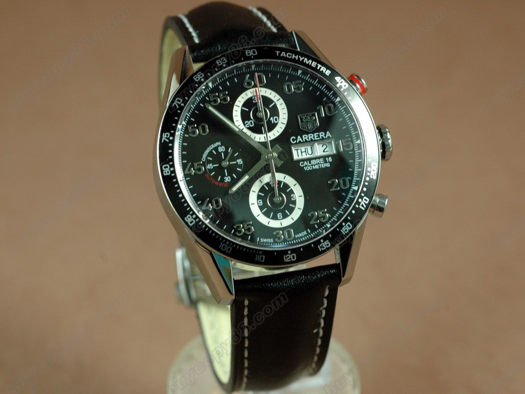 豪雅【男性用】Carrera 2008  Chrono SS/LE Black A-7750自動機芯搭載．振頻每小時 28,800 次10