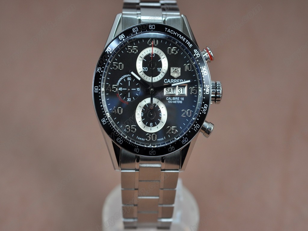 豪雅【男性用】Carrera 43mm Chrono SS/SS Blk A-7750 自動機芯搭載5