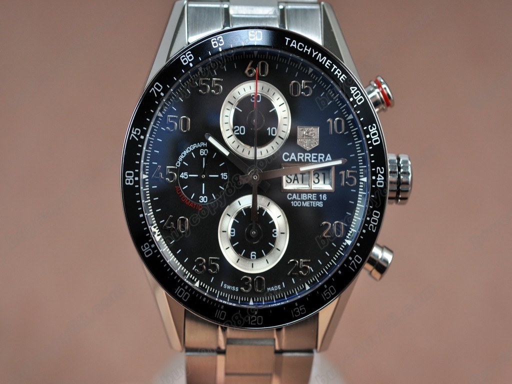 豪雅【男性用】Carrera 43mm Chrono SS/SS Blk A-7750 自動機芯搭載6