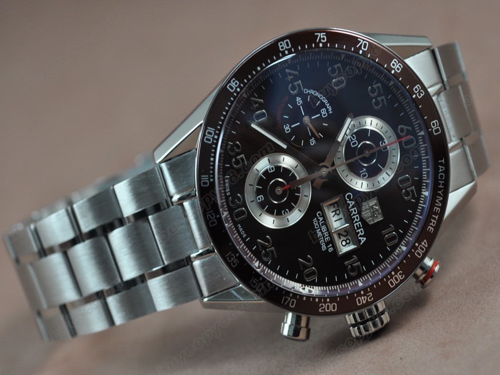 豪雅【男性用】 Carrera 43mm Chrono SS/SS Brown A-7750自動機芯搭載4