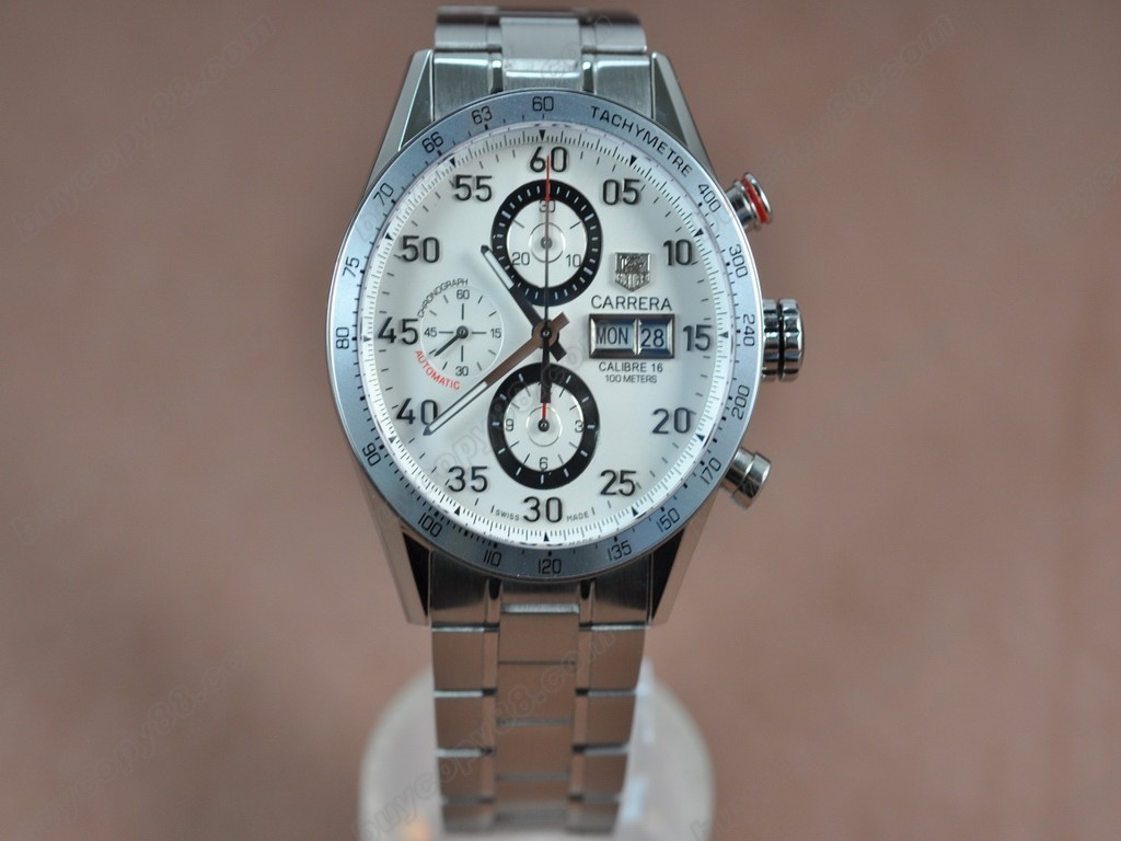 豪雅【男性用】 Carrera 43mm Chrono SS/SS Wht A-7750自動機芯搭載5