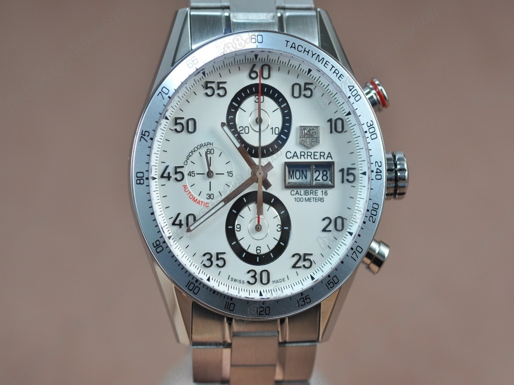 豪雅【男性用】 Carrera 43mm Chrono SS/SS Wht A-7750自動機芯搭載6