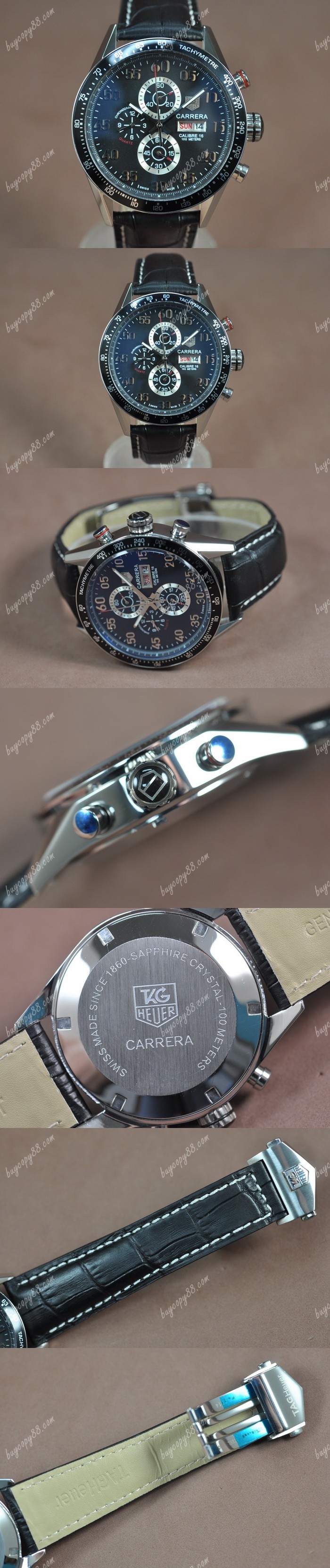  豪雅錶Tag Heuer Carrera 43mm SS/LE Black Dial Jap OS11石英錶0