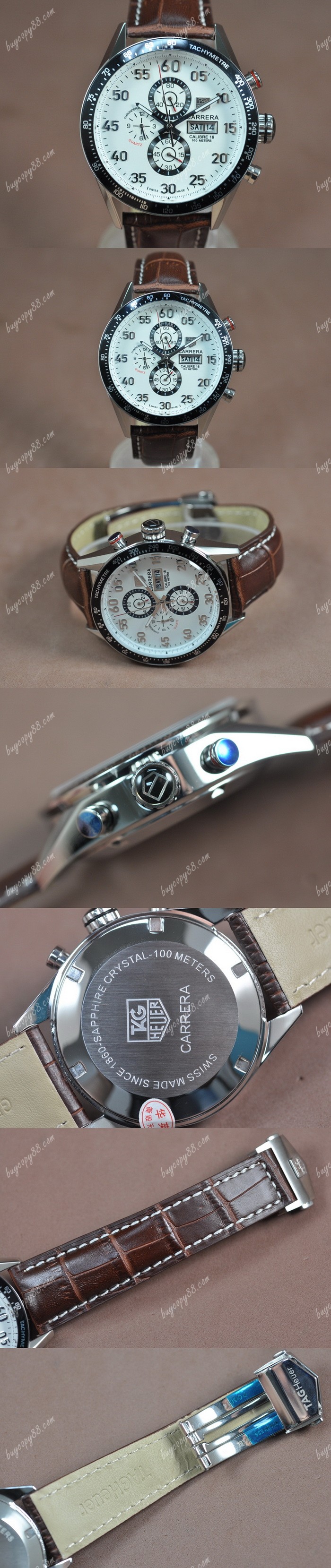  豪雅錶Tag Heuer Carrera 43mm SS/LE White Dial Jap OS11石英錶0