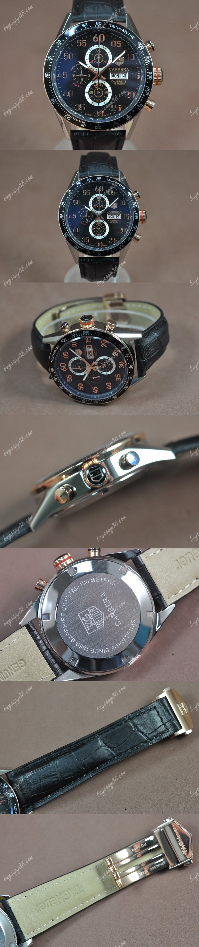 豪雅錶Tag Heuer Carrera 43mm TT/LE Black Dial Jap OS11石英錶0