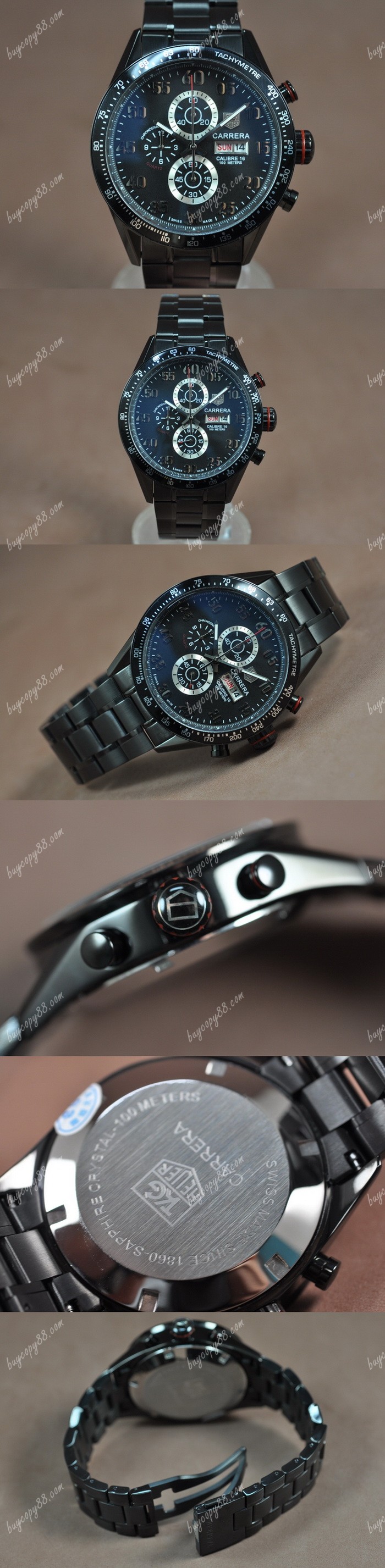  豪雅錶Tag Heuer Carrera 43mm Black PVD Black Dial Jap OS11石英錶0