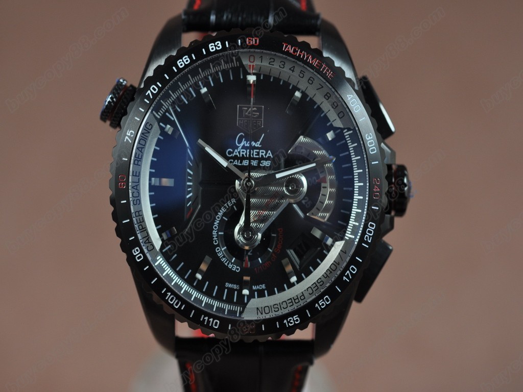 豪雅【男性用】MadTag Heuer Watches Grand Carrera Calibre 36 DLC/TI/RU Black A-7750自動機芯搭載3