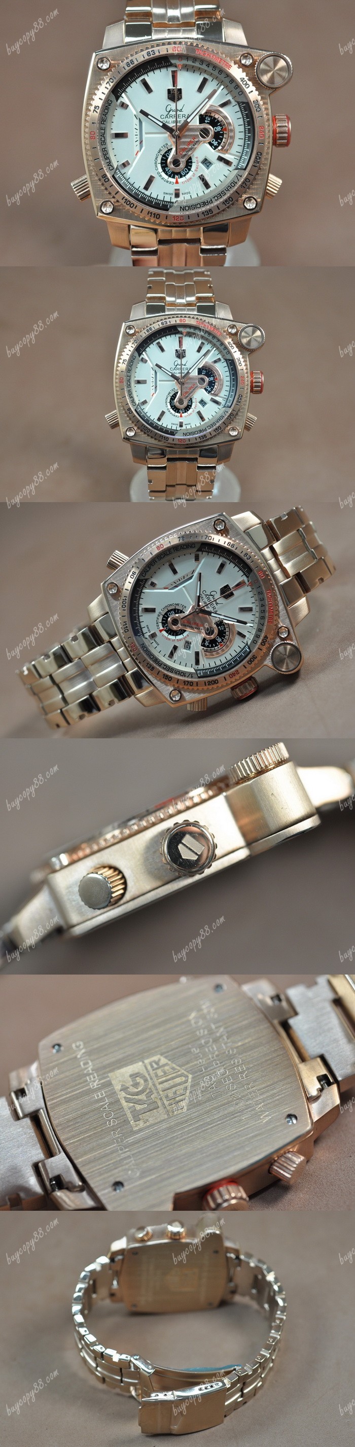  豪雅錶Tag Heuer Grand Carrera Calibre 36 玫瑰金 White Dial Jap石英錶0