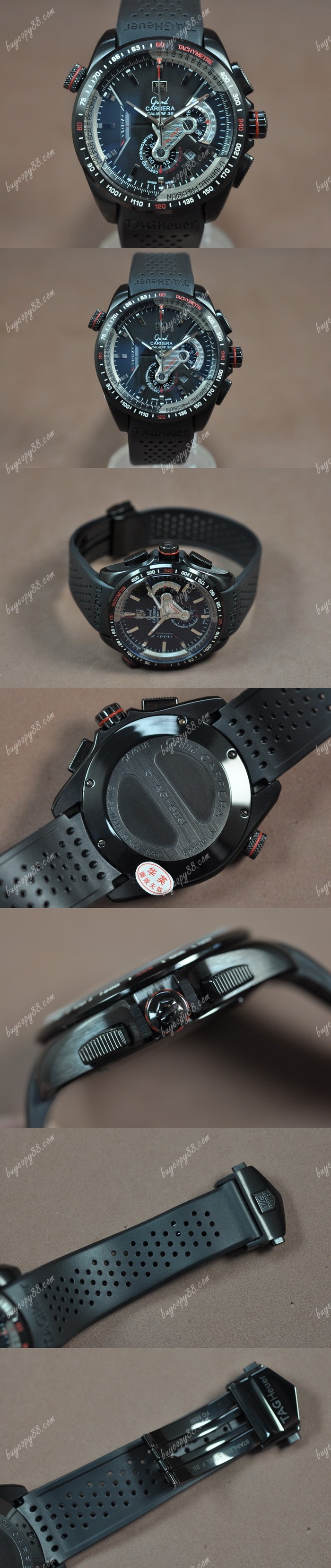 豪雅錶Tag Heuer Grand Carrera Calibre 36 PVD/RU Black Jap石英錶0