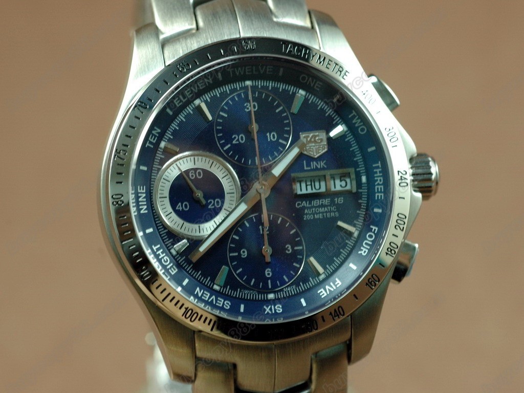 豪雅【男性用】Link Chronograph SS Blue Asian 7750 自動機芯搭載5