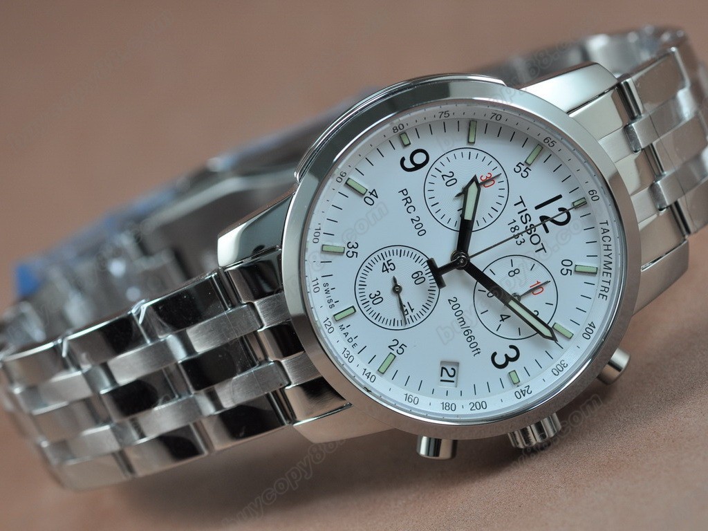 Tissot/天梭【男性用】  T-Sport Chronograph SS/SS White Swiss Eta 石英機芯搭載2