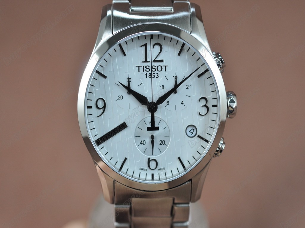 Tissot/天梭【男性用】 Chronograph SS/SS White Swiss Eta石英機芯搭載2