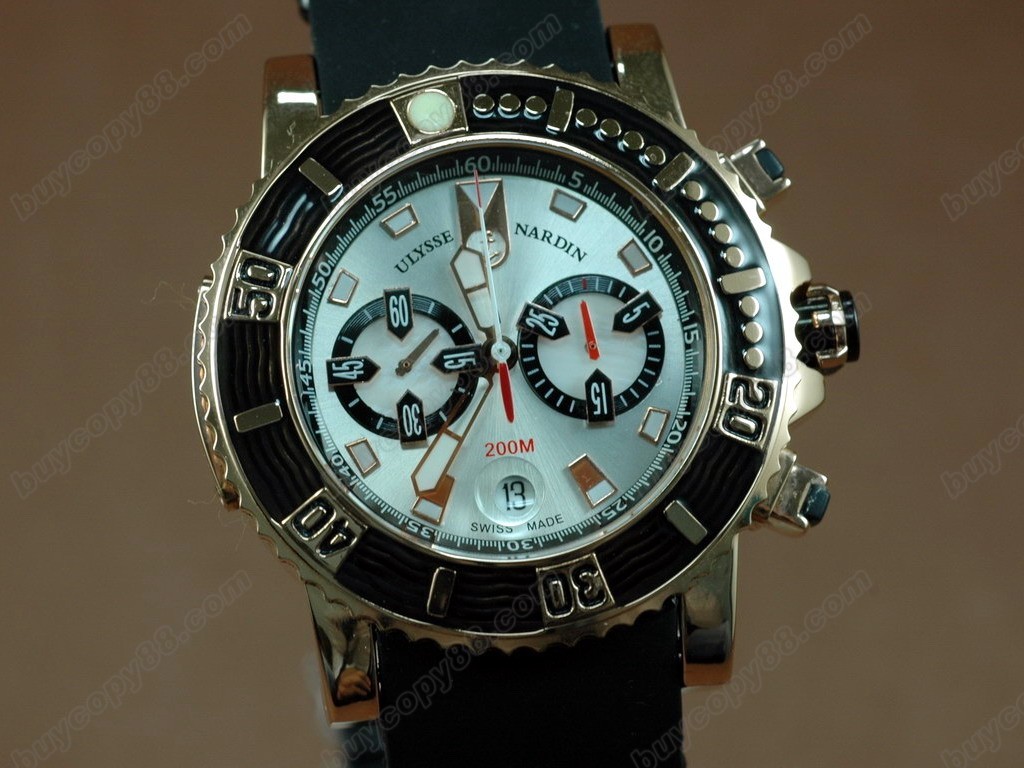 雅典錶 【男性用】Maxi Marine Chrono Blk RG/RU Wht A-7750自動機芯搭載 0