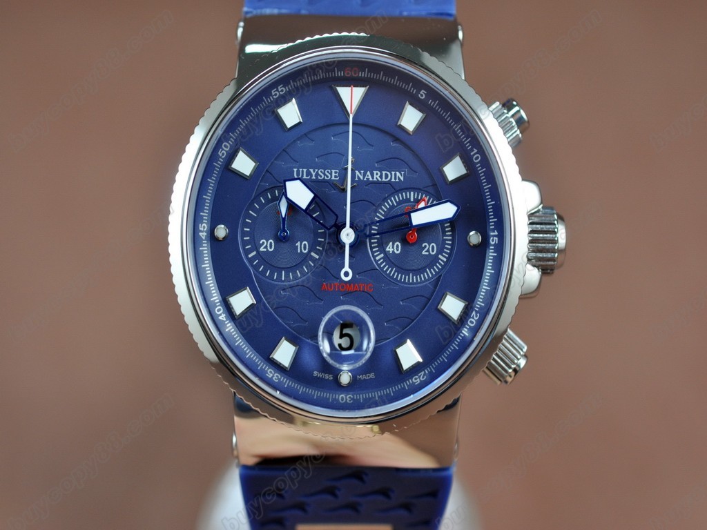 雅典錶 【男性用】 Marine Chronograph SS/RU Blue A-7750自動機芯搭載2