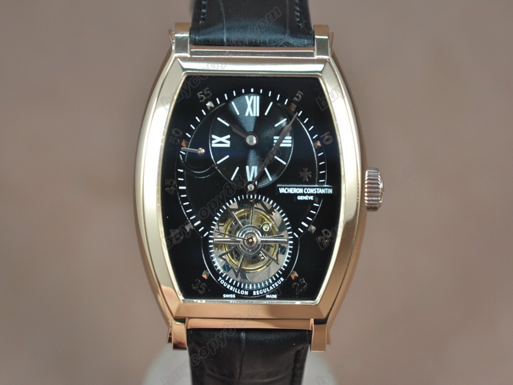 江詩丹頓　【男性用】 Malte Regulator Tourbillon RG/LE Blk Dial Flying 陀飛輪搭載0