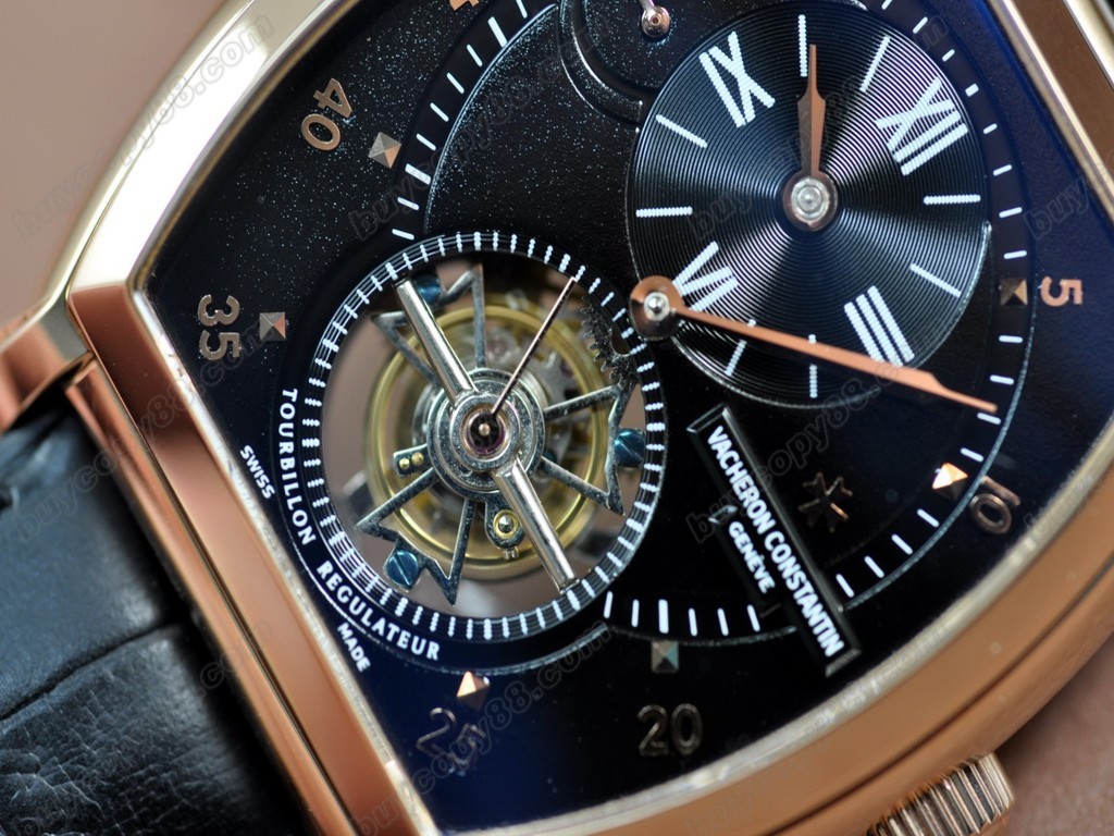 江詩丹頓　【男性用】 Malte Regulator Tourbillon RG/LE Blk Dial Flying 陀飛輪搭載3