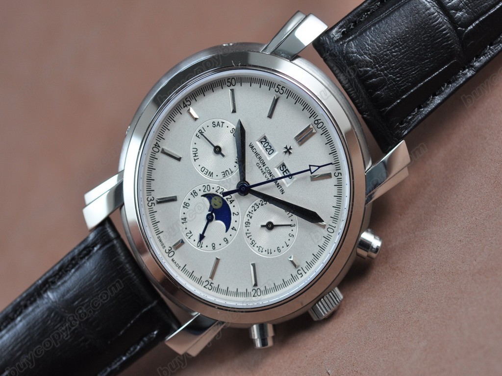  江詩丹頓　【男性用】Perpetual Calender SS White Swiss Eta 2836-2自動機芯搭載0