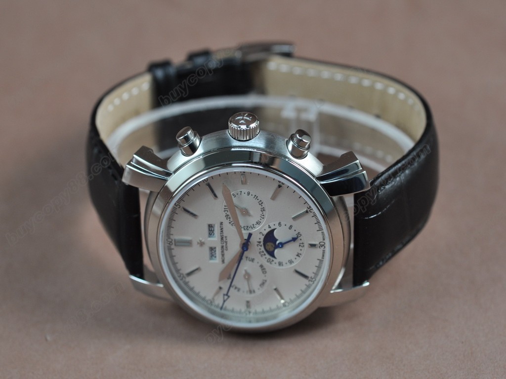  江詩丹頓　【男性用】Perpetual Calender SS White Swiss Eta 2836-2自動機芯搭載6