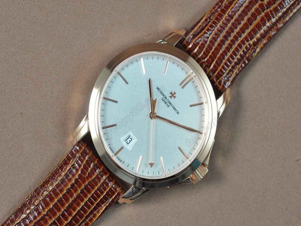 江詩丹頓　【男性用】Patrimony RG/LE White Swiss eta 2824-2自動機芯搭載6