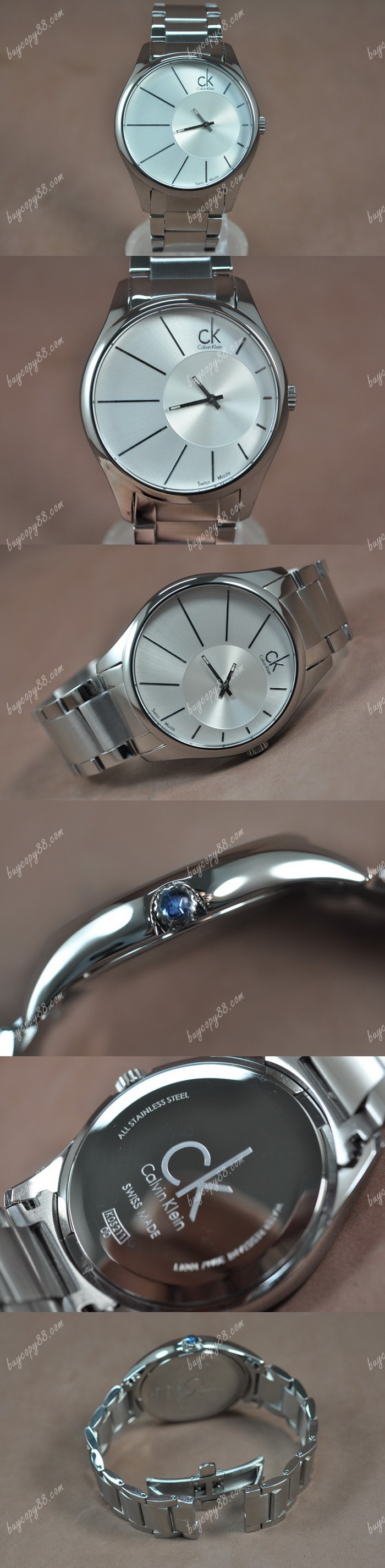 凱文克萊Calvin Klein SS/SS Silver White Dial Swiss石英錶0