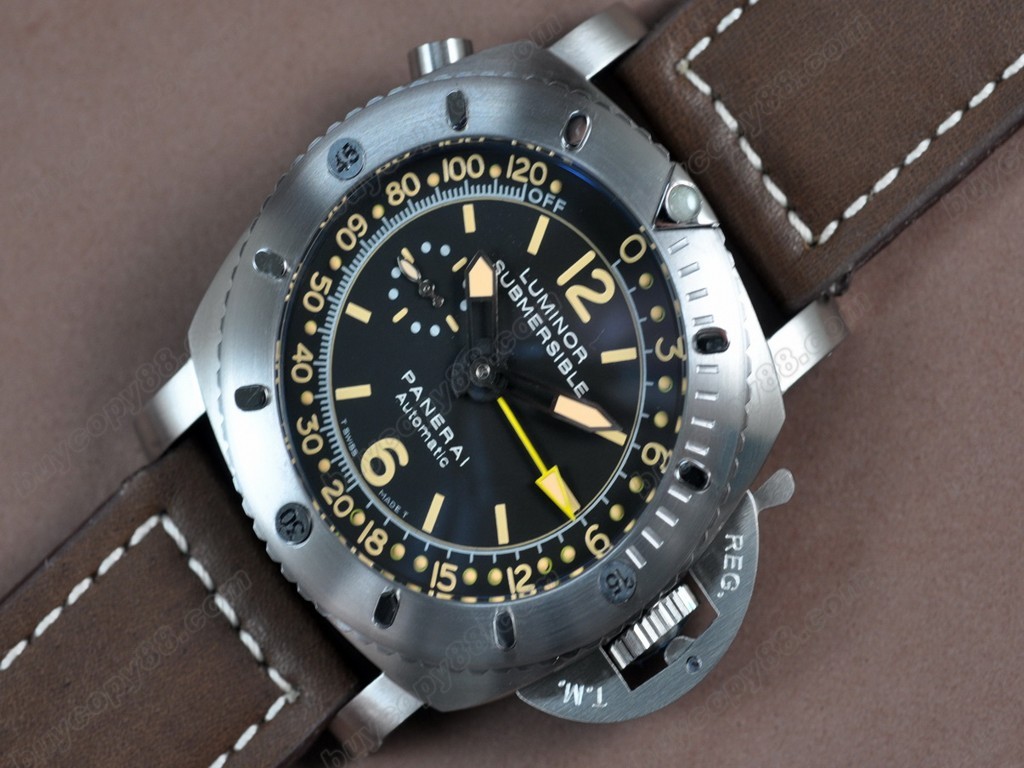 沛納海【男性用】Submersible GMT 47mm SS/LE Black dial 自動機芯搭載7