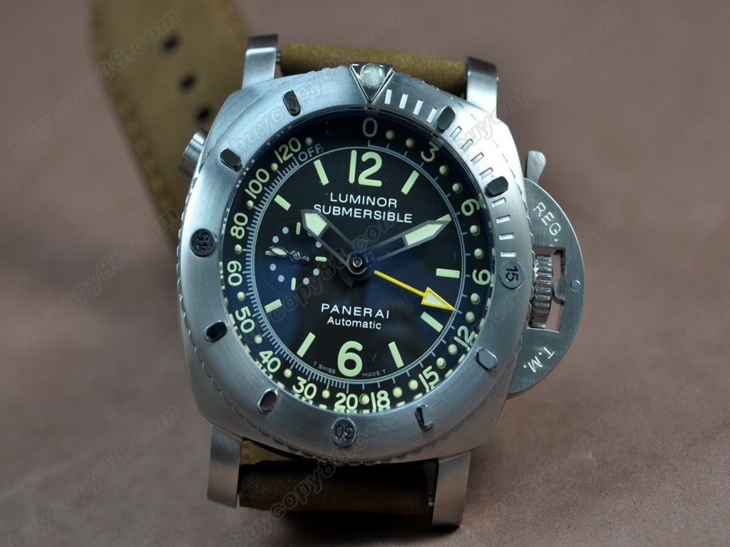 沛納海【男性用】Submersible GMT 47mm SS/LE Black dial 自動機芯搭載8