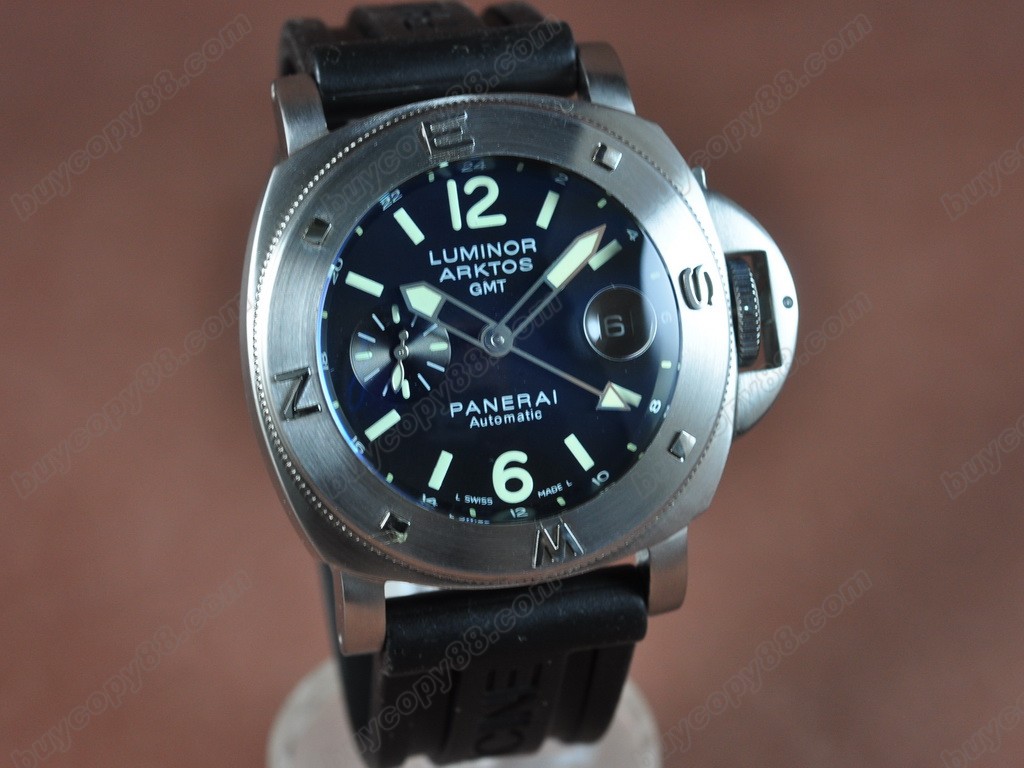 沛納海【男性用】Luminor Arktos GMT SS/RU Black Asian 自動機芯搭載4