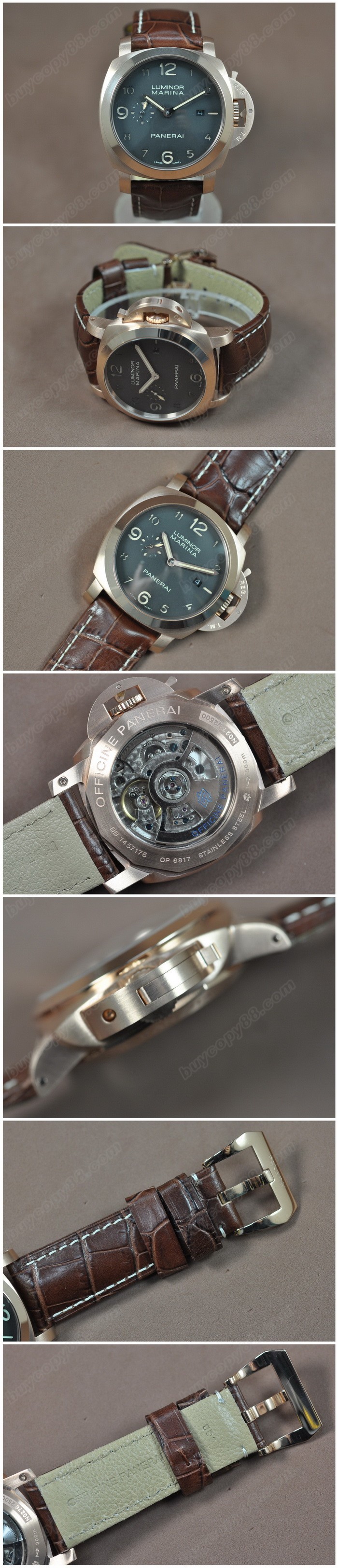 沛納海 Watches Luminor Marina 44mm SS/LE 黑 文字盤 Asia 自動機芯 搭 載0