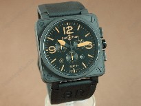 Bell&Ross【男性用】BRInstrument01-94LimitedEdChronoPVDBlack/Orange4Swiss石英機芯搭載