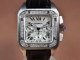 卡地亞【男性用】Santos100ChronoSS/DiamMenAsia7750自動機芯搭載．振頻每小時28,800次