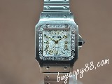 卡地亞CartierSantosLadiesSS/SS/DiamWhiteDialSwiss2671自動機芯搭載