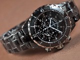 香奈兒【男性用】J12BlackChronograph,FullCeramicWorkingChronosJapaneseOS20石英機芯搭載