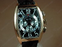 法蘭克穆勒【男性用】CasablancaChronographRGCaseBlackDialBlackStrapJapanOS20石英機芯搭載