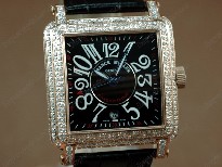 法蘭克穆勒【男性用】ConquistadorBezelDiamondRGCaseBlackDial,BlackStrapJapan石英機芯搭載