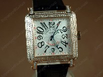 法蘭克穆勒【男性用】ConquistadorBezelDiamondRGCaseWhiteDial,BlackStrapJapan自動機芯搭載