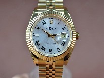 勞力士【男性用】DateJust41mmFullYGWhiteDialA-2836-2自動機芯搭載