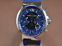 雅典錶【男性用】MaxiMarineChronoBlueSS/RUBlkA-7750自動機芯搭載．振頻每小時28,800次